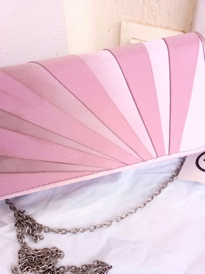 Pink shoulder clutch bag with chain new