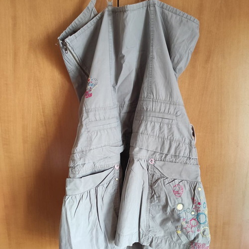 Toi&Moi khaki cotton short dress with embroidery