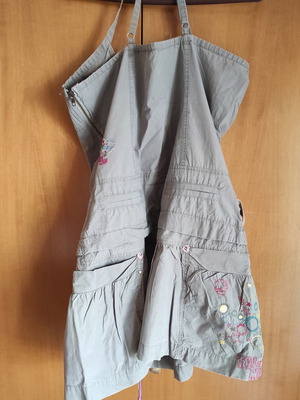 Toi&Moi khaki cotton short dress with embroidery