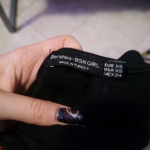 Bershka black short-sleeve t-shirt with rose used