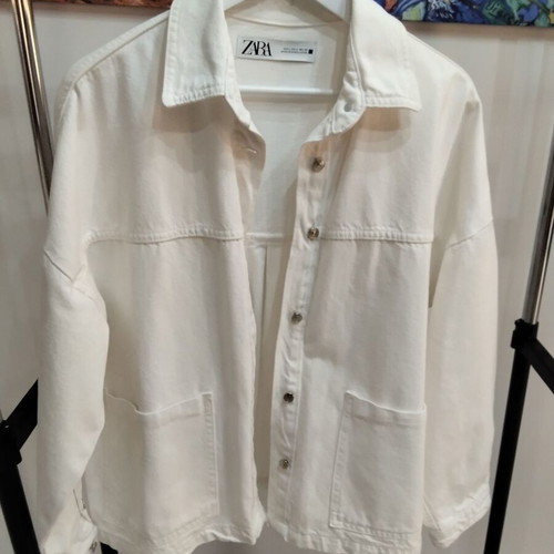 Zara White Denim Jacket Oversize Size L like new