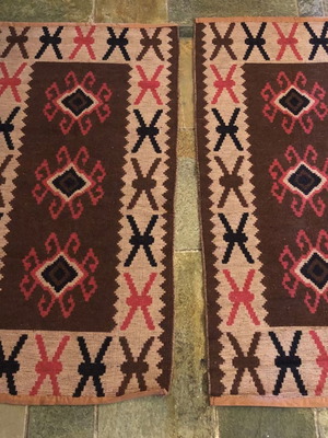 Set of 4 used traditional wool kilims Greek weaving