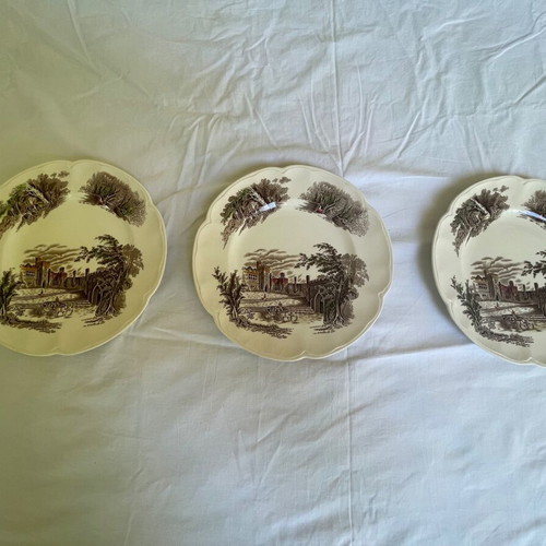 Johnson Brothers plates set of 3 used, hand-painted, 25.5 cm