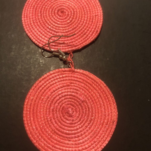 Ethnic boho coral color handmade earrings