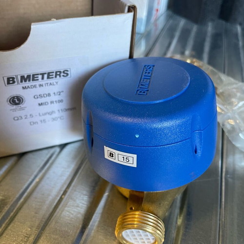 Water meter 1/2 B METERS with fitting, new, made in Italy