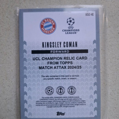 Kingsley Coman Topps Match Attax Relic Card new