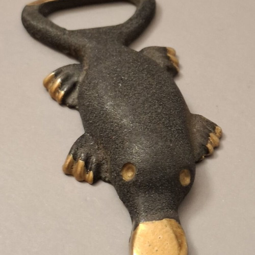 Vintage Brass Platypus Bottle Opener used, 9.5cm collectible barware