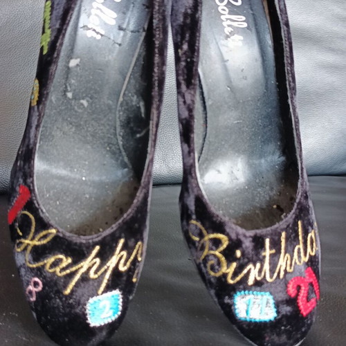 Si Boletti velvet pumps new with colorful embroidered details size 39