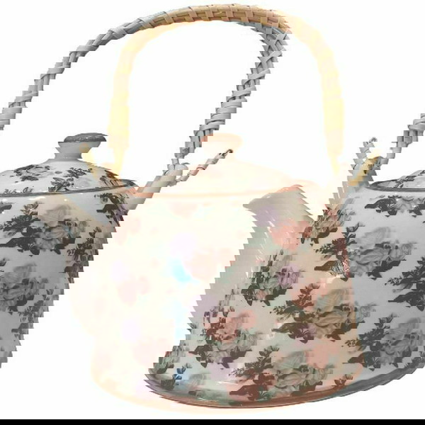Τσαγιέρα Πορσελάνινη Ροζ Floral με Φίλτρο 12x13εκ