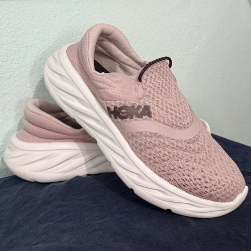 Hoka One One athletic shoes new, size 37.5, beige and pink