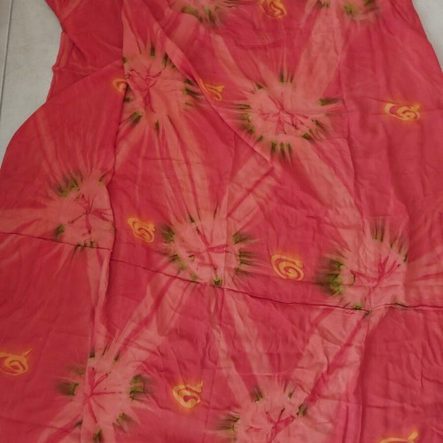 Women's boho beach pareo like new, red viscose fabric with fringes