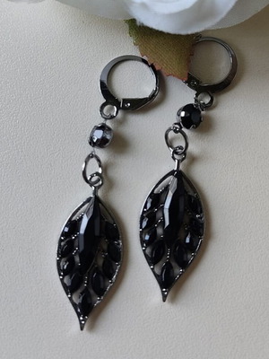 Earrings new, black and white, elegant style