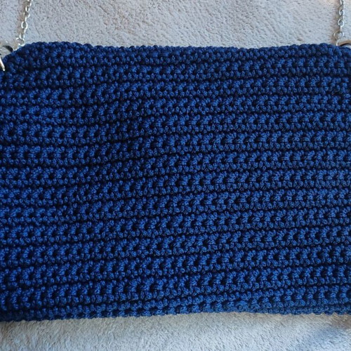 Knitted shoulder bag new blue with silver details