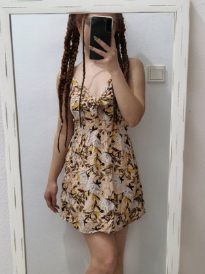 Floral dress like new, size XS, beige multicolor
