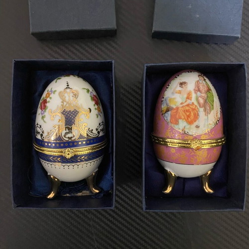 Porcelain decorative eggs new, set of 2 pieces