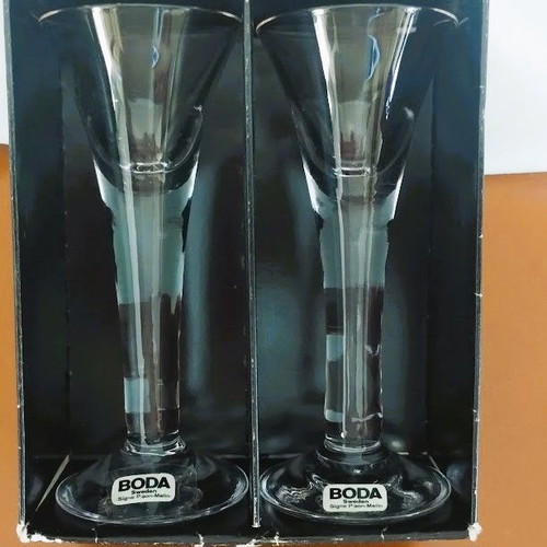 Boda Snubbar Crystal Liqueur Glasses New Vintage Set of 2