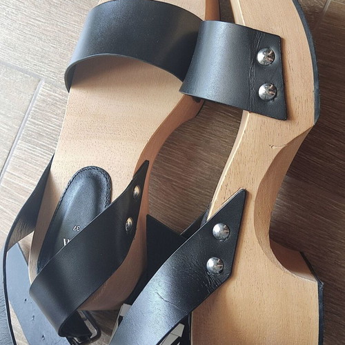 Zara wooden clogs sandals platform leather boho chic 37