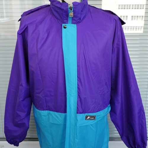 K-Way Mens Rain Jacket used, blue and purple, size M/L
