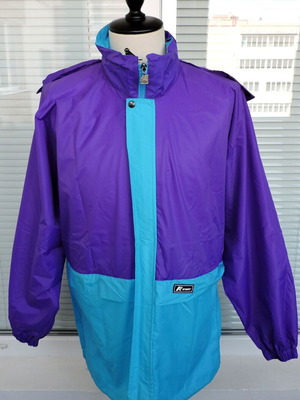 K-Way Mens Rain Jacket used, blue and purple, size M/L