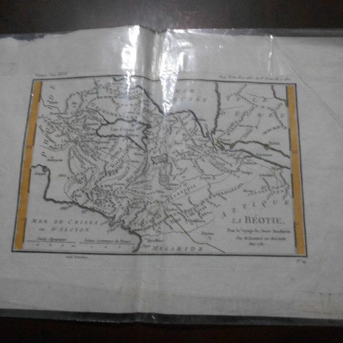 Map of Boeotia 1787 used, dimensions 38x25.5 cm
