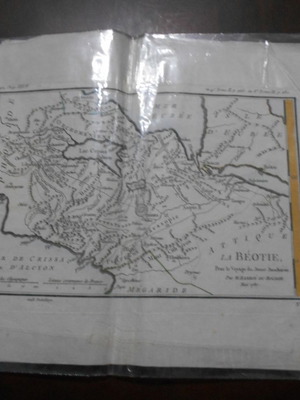 Map of Boeotia 1787 used, dimensions 38x25.5 cm