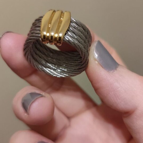 Silver ring with gold detail stainless steel size 10 new