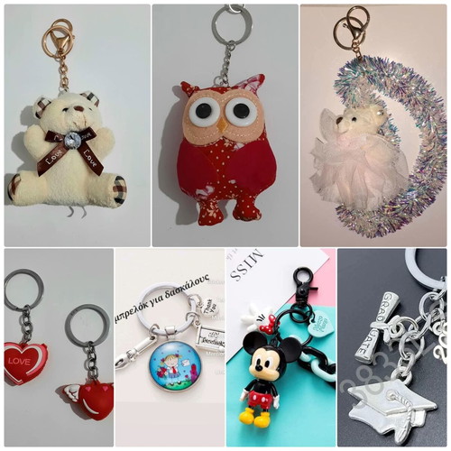Keychains new, pack of 8 pieces