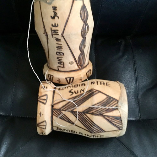 African drums from Zambia 18 cm wooden vintage used