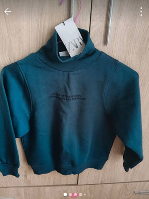 Zara cropped turtleneck sweatshirt new, blue/teal kids
