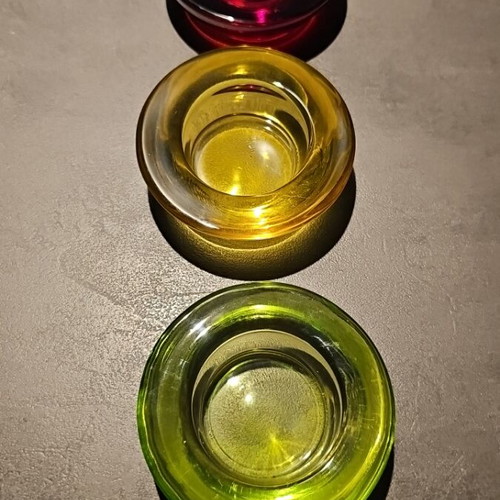 Set of 3 colored glass tealight holders
