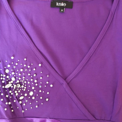 Lussile women's purple blouse with ribbon and strass like new