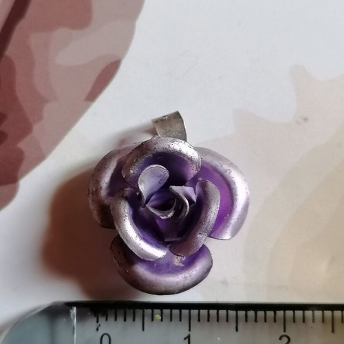 Silver 925 pendant purple rose new