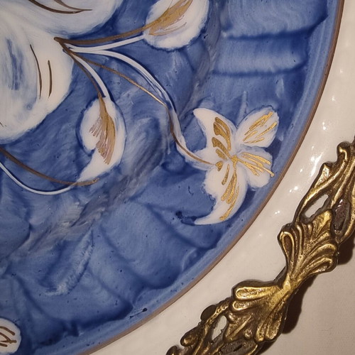 Porcelain decorative plate FÜRSTENBERG hand-painted like new with bronze details
