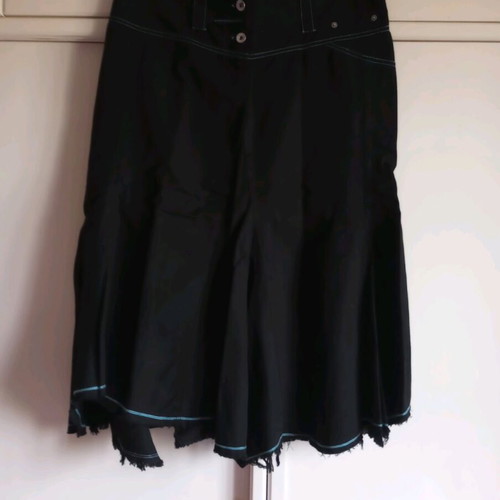 Midi Black Skirt Gaudì with Blue Stitching & Grunge/Raw Finish - Style & Statement