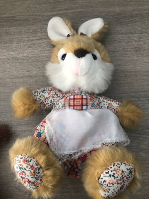 Stuffed rabbit and dog used, set of 2