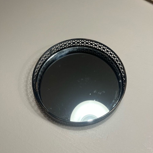 Candle holder like new, metal with mirror 19 cm diameter