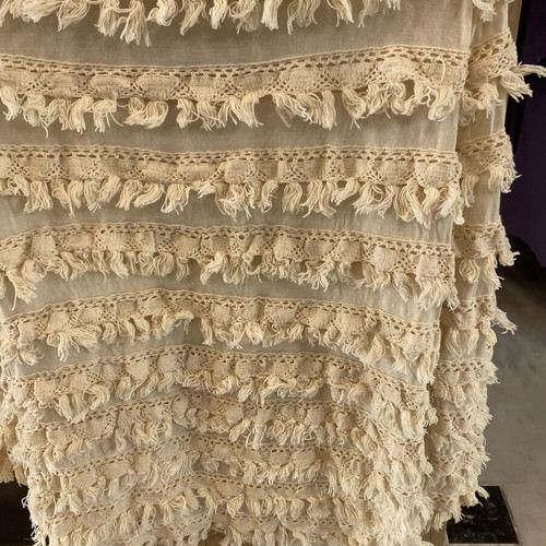 Cotton cardigan used, beige with fringe, one size