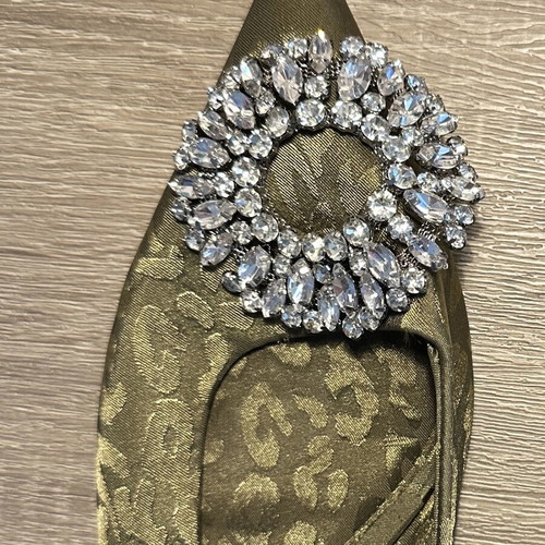 Zara green ballet flats used with sparkly cheetah print detail