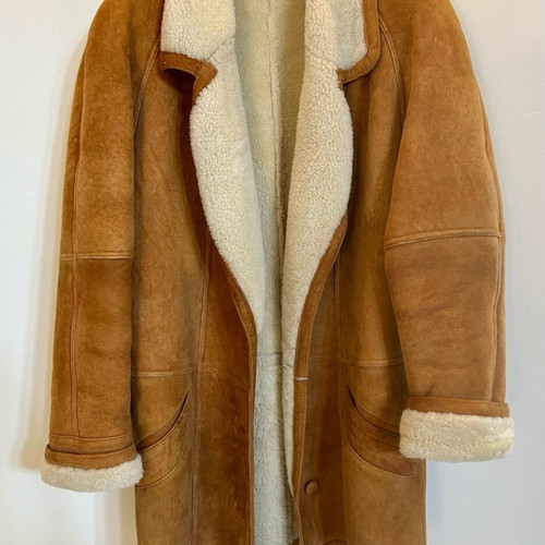 Shearling women's coat genuine Medium Large like new brown