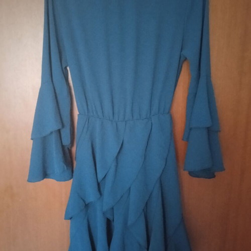Petrol dress with ruffles for special occasions