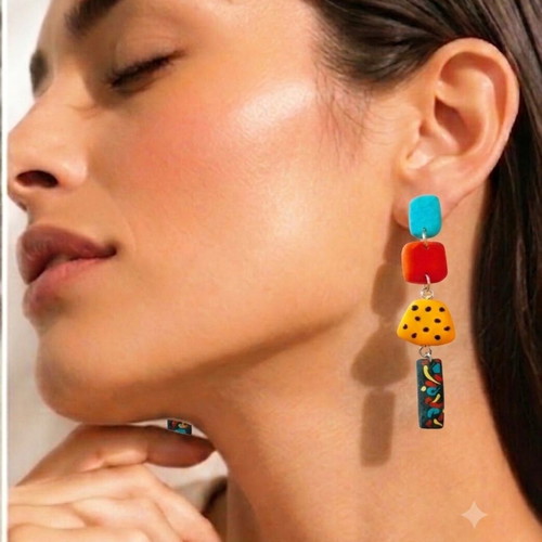 Handmade dangling earrings multicolor, new