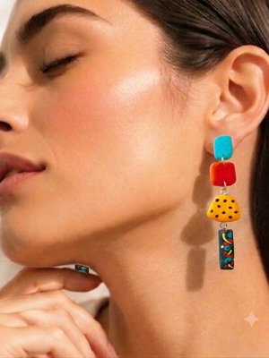 Handmade dangling earrings multicolor, new