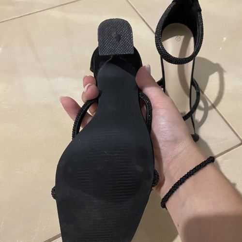 Black sandals with rhinestones size 37 like new