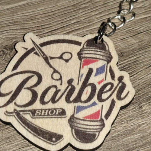 Barber Shop wooden keychain new, print and cut design