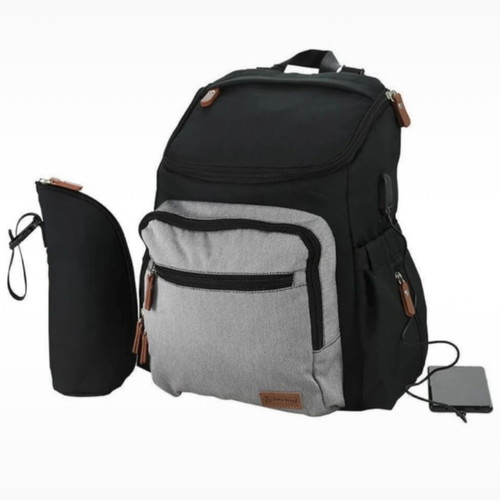 Baby bag with thermos holder and changing mat used
