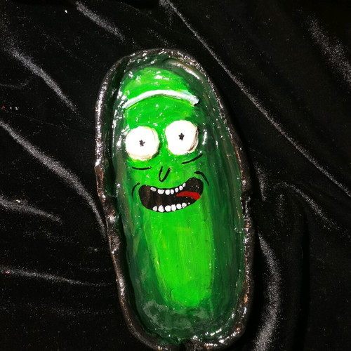 Pickle Rick ashtray handmade from clay new