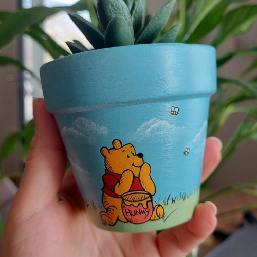 Hand-painted clay flowerpot new with acrylics