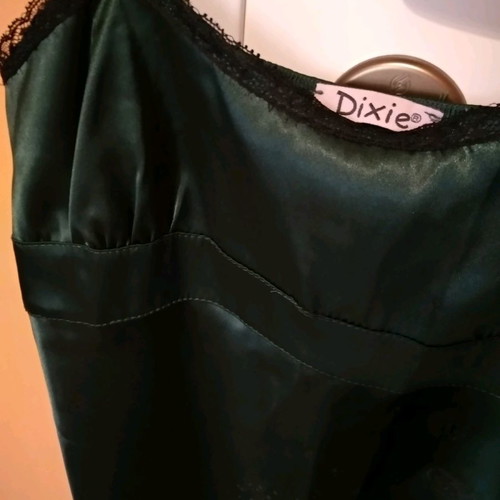 Satin midi dress Dixie new, emerald green, size S/M