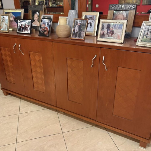 Solid cherry dining set with 6 chairs and buffet