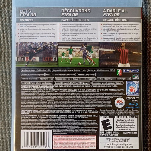 FIFA Soccer 09 PS3 game used, complete and in excellent condition